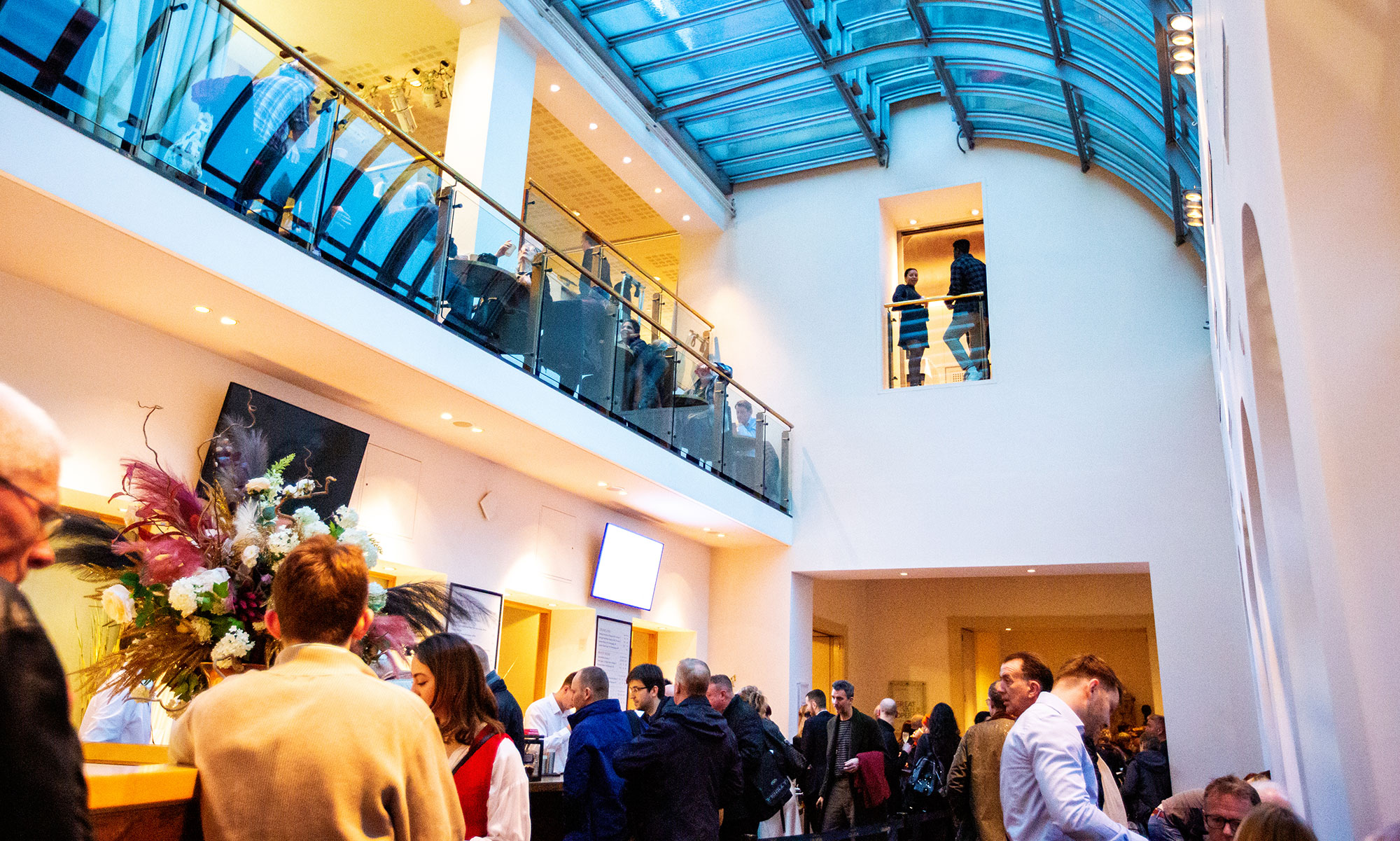 People sat in the Sky bar at the London Coliseum