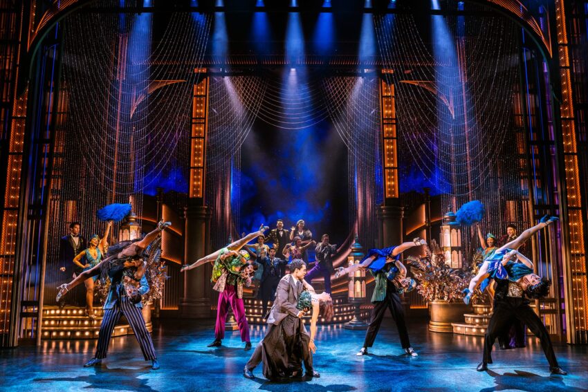 The Broadway cast on stage performing a number from The Great Gatsby